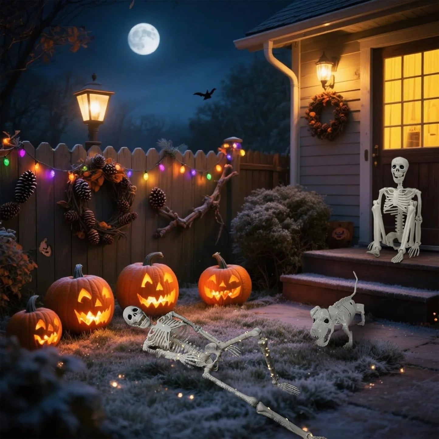 🎃👻36-inch lifelike human skeleton💀 and dog🐕, skeleton and cat🐱, can be posed in any position, perfect for Halloween.
