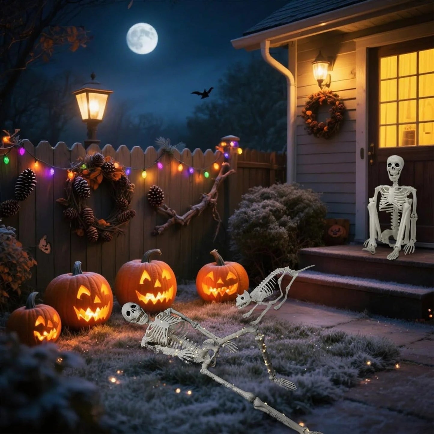 🎃👻36-inch lifelike human skeleton💀 and dog🐕, skeleton and cat🐱, can be posed in any position, perfect for Halloween.